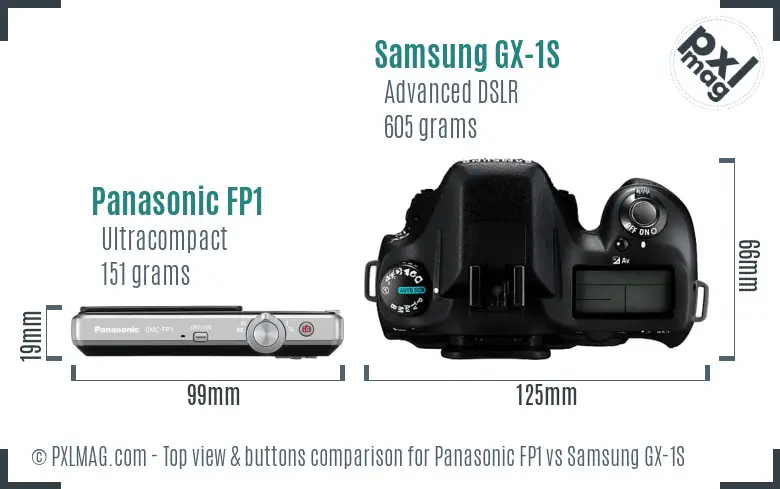 Panasonic FP1 vs Samsung GX-1S top view buttons comparison Panasonic FP1 vs Samsung GX-1S top view buttons comparison