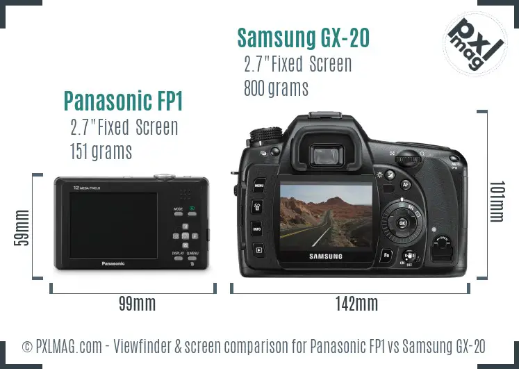 Panasonic FP1 vs Samsung GX-20 Screen and Viewfinder comparison