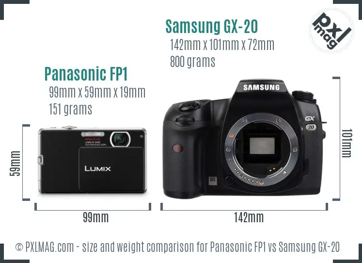 Panasonic FP1 vs Samsung GX-20 size comparison