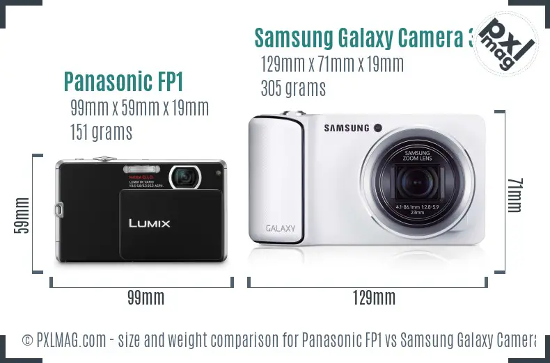 Panasonic FP1 vs Samsung Galaxy Camera 3G size comparison