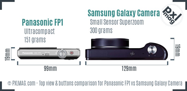 Panasonic FP1 vs Samsung Galaxy Camera top view buttons comparison