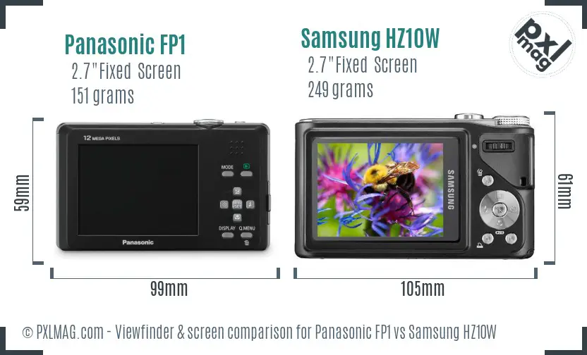 Panasonic FP1 vs Samsung HZ10W Screen and Viewfinder comparison Panasonic FP1 vs Samsung HZ10W Screen and Viewfinder comparison