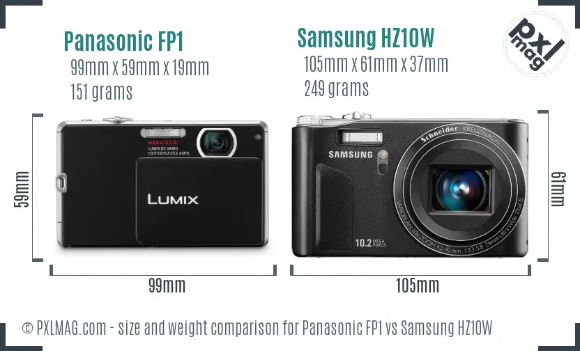 Panasonic FP1 vs Samsung HZ10W size comparison Panasonic FP1 vs Samsung HZ10W size comparison