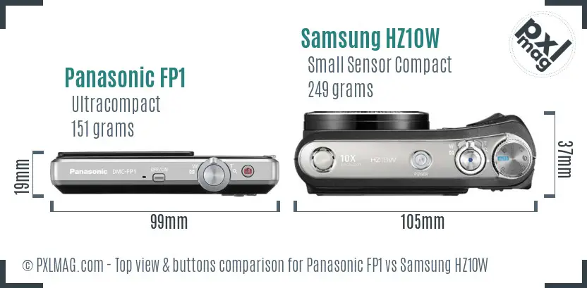 Panasonic FP1 vs Samsung HZ10W top view buttons comparison Panasonic FP1 vs Samsung HZ10W top view buttons comparison