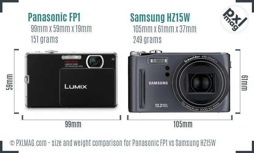 Panasonic FP1 vs Samsung HZ15W size comparison