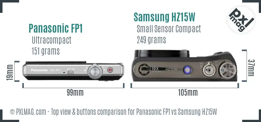 Panasonic FP1 vs Samsung HZ15W top view buttons comparison