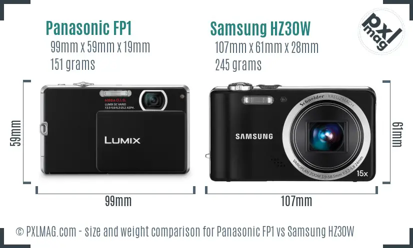Panasonic FP1 vs Samsung HZ30W size comparison Panasonic FP1 vs Samsung HZ30W size comparison