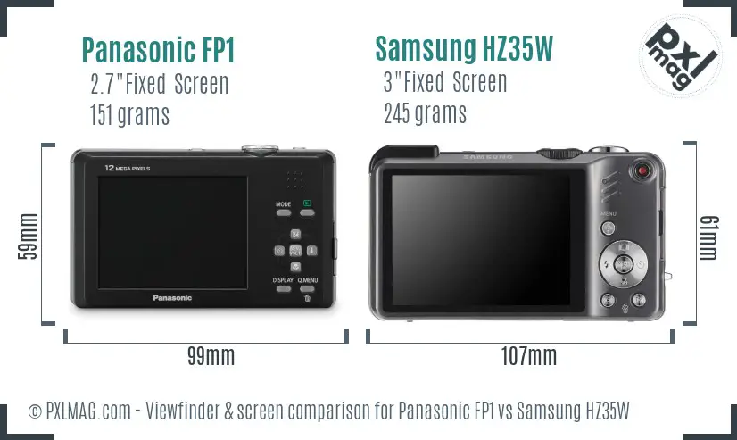 Panasonic FP1 vs Samsung HZ35W Screen and Viewfinder comparison Panasonic FP1 vs Samsung HZ35W Screen and Viewfinder comparison