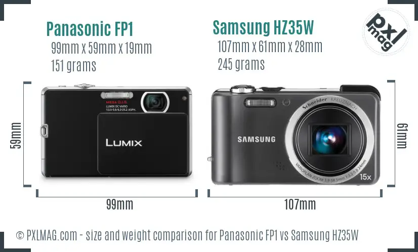 Panasonic FP1 vs Samsung HZ35W size comparison Panasonic FP1 vs Samsung HZ35W size comparison