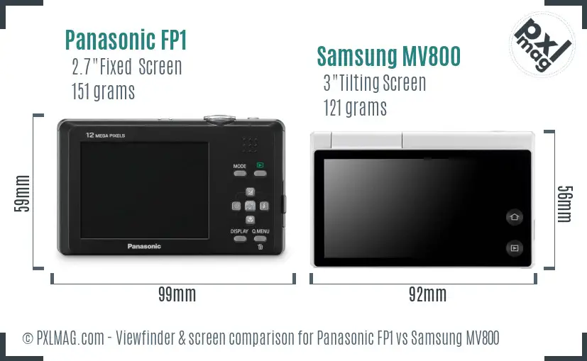 Panasonic FP1 vs Samsung MV800 Screen and Viewfinder comparison