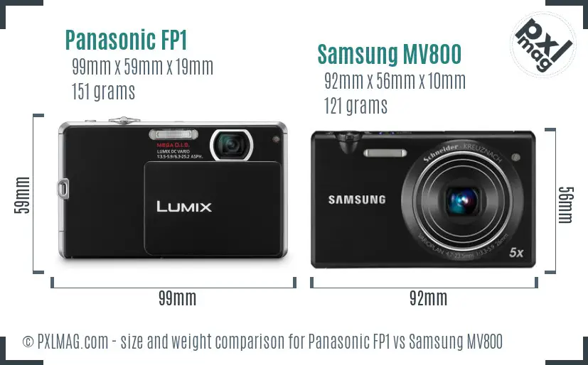 Panasonic FP1 vs Samsung MV800 size comparison