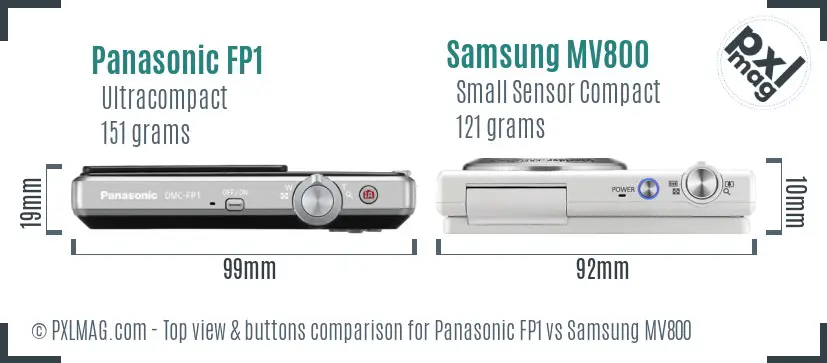 Panasonic FP1 vs Samsung MV800 top view buttons comparison