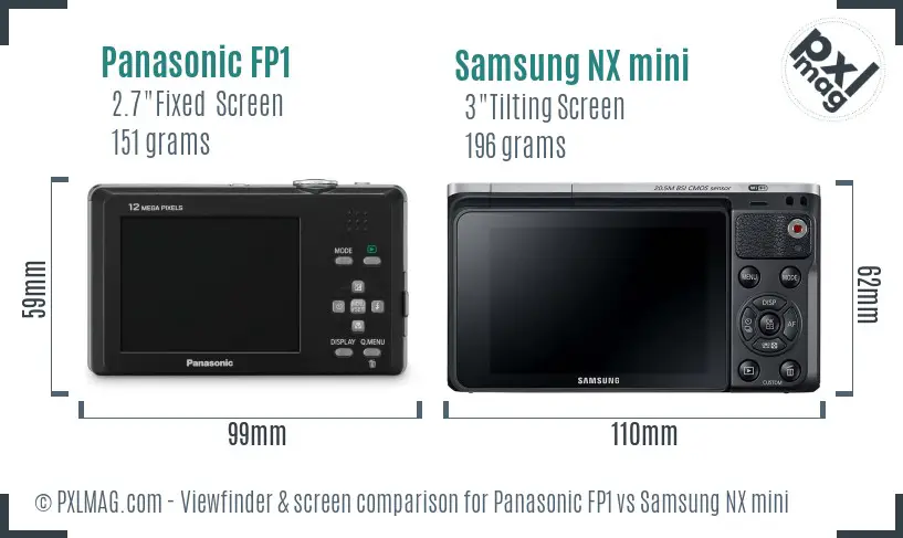 Panasonic FP1 vs Samsung NX mini Screen and Viewfinder comparison Panasonic FP1 vs Samsung NX mini Screen and Viewfinder comparison