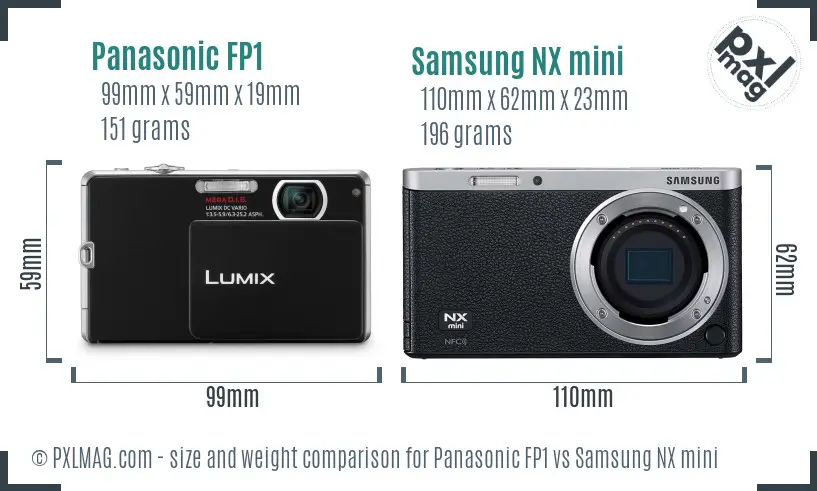 Panasonic FP1 vs Samsung NX mini size comparison Panasonic FP1 vs Samsung NX mini size comparison