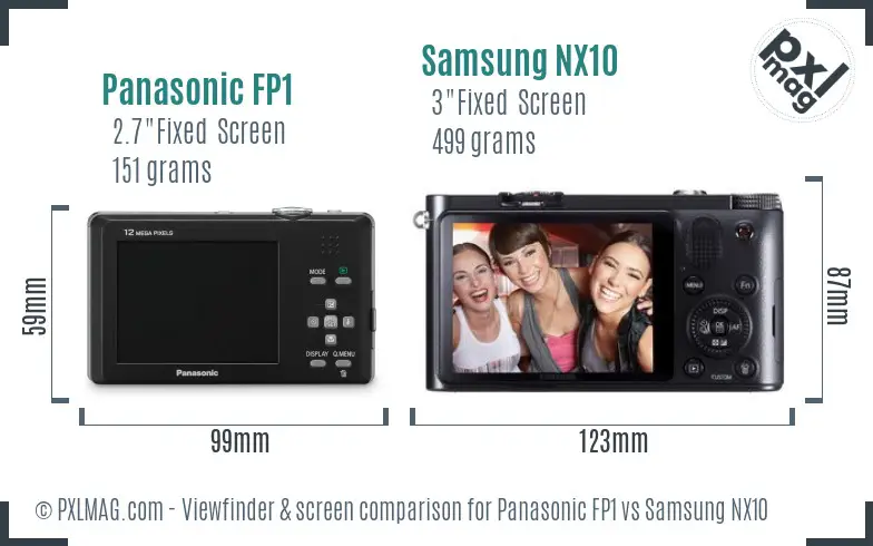 Panasonic FP1 vs Samsung NX10 Screen and Viewfinder comparison