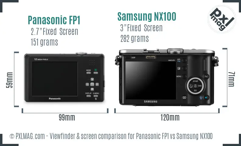 Panasonic FP1 vs Samsung NX100 Screen and Viewfinder comparison