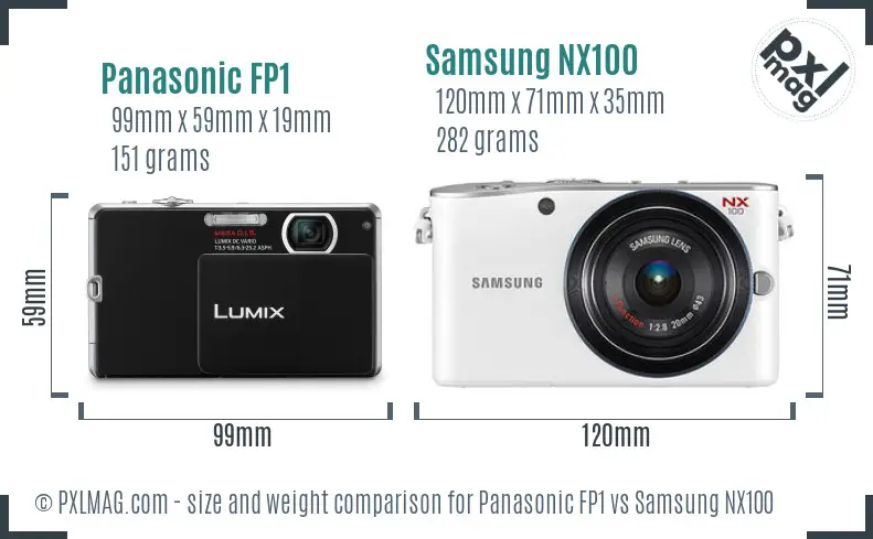 Panasonic FP1 vs Samsung NX100 size comparison