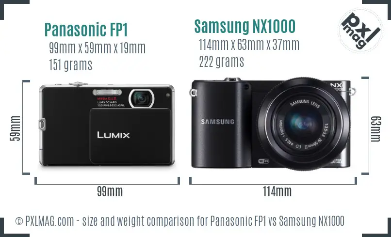 Panasonic FP1 vs Samsung NX1000 size comparison