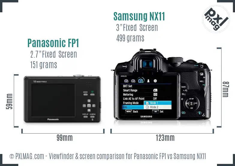 Panasonic FP1 vs Samsung NX11 Screen and Viewfinder comparison