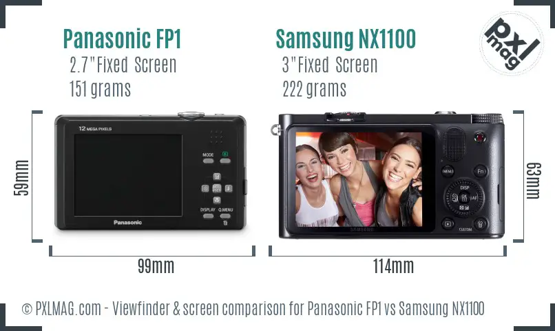 Panasonic FP1 vs Samsung NX1100 Screen and Viewfinder comparison