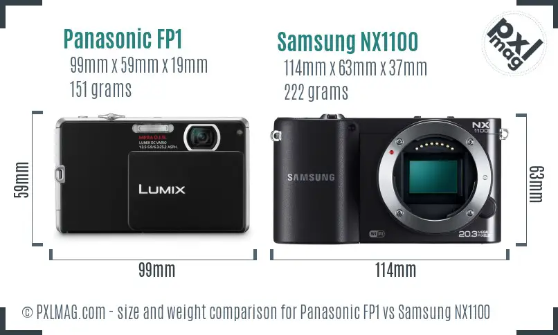 Panasonic FP1 vs Samsung NX1100 size comparison