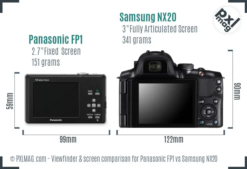 Panasonic FP1 vs Samsung NX20 Screen and Viewfinder comparison