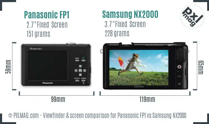 Panasonic FP1 vs Samsung NX2000 Screen and Viewfinder comparison