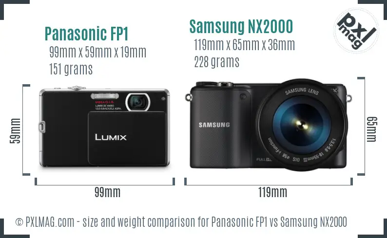 Panasonic FP1 vs Samsung NX2000 size comparison