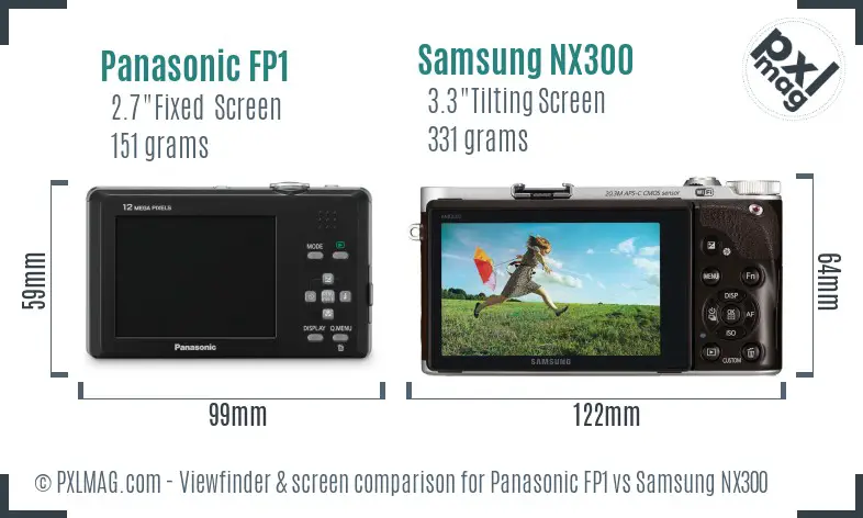 Panasonic FP1 vs Samsung NX300 Screen and Viewfinder comparison Panasonic FP1 vs Samsung NX300 Screen and Viewfinder comparison
