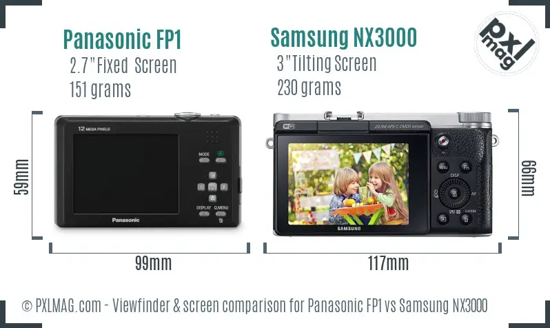 Panasonic FP1 vs Samsung NX3000 Screen and Viewfinder comparison