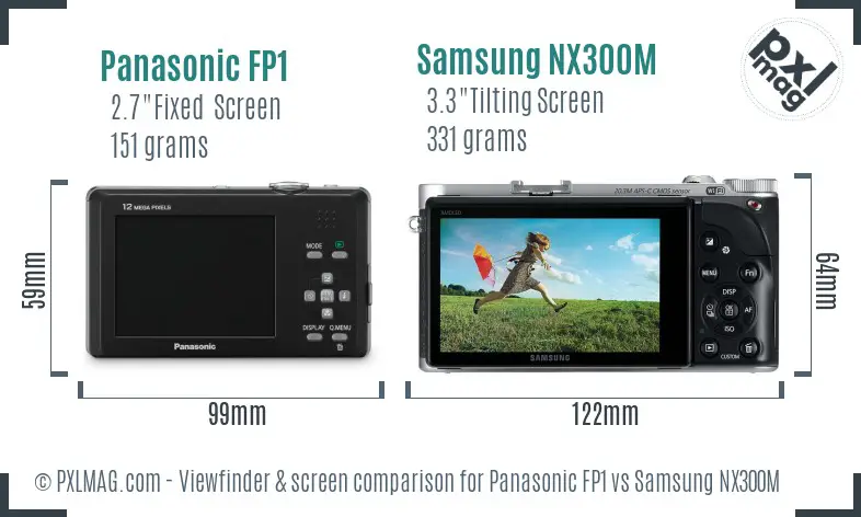 Panasonic FP1 vs Samsung NX300M Screen and Viewfinder comparison