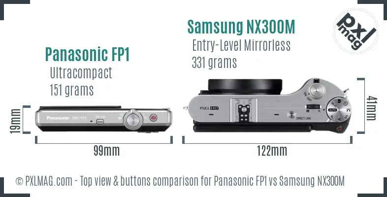 Panasonic FP1 vs Samsung NX300M top view buttons comparison