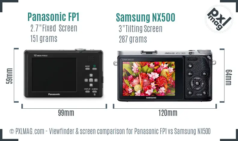 Panasonic FP1 vs Samsung NX500 Screen and Viewfinder comparison