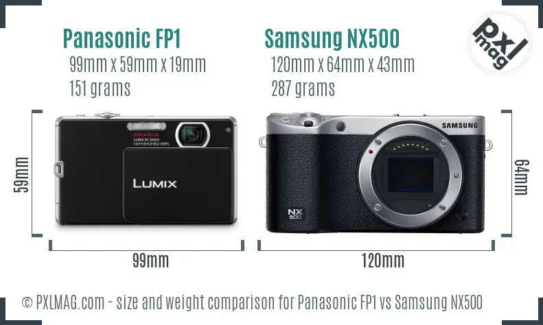 Panasonic FP1 vs Samsung NX500 size comparison