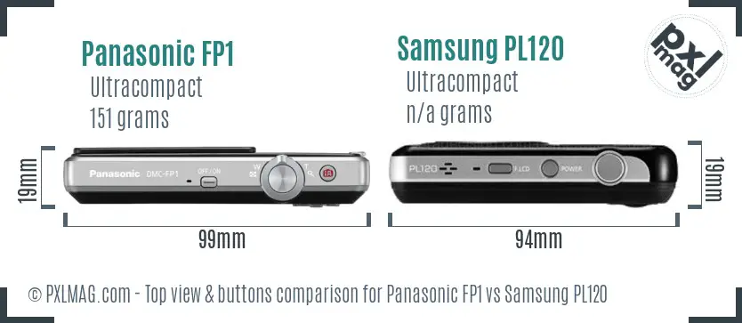 Panasonic FP1 vs Samsung PL120 top view buttons comparison