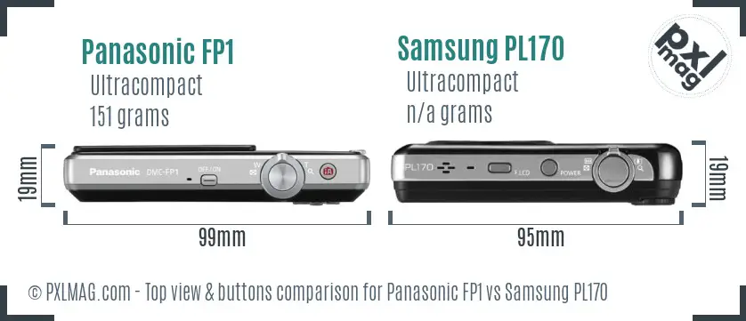 Panasonic FP1 vs Samsung PL170 top view buttons comparison