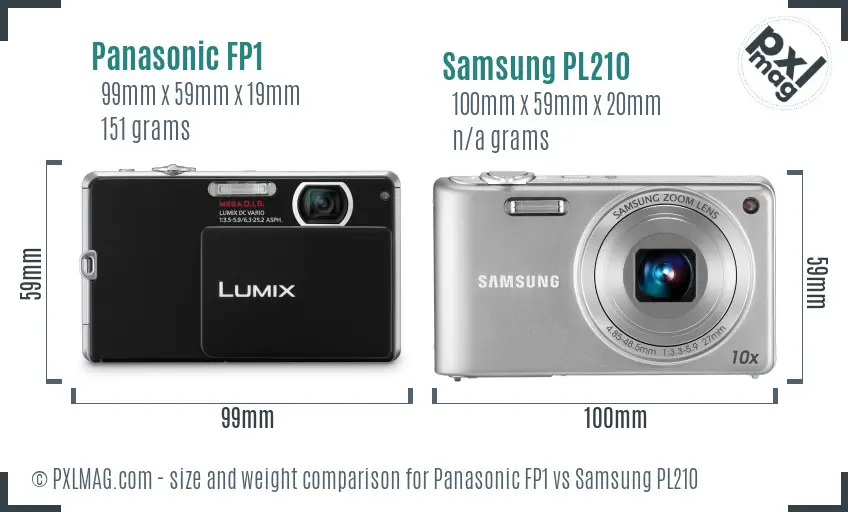Panasonic FP1 vs Samsung PL210 size comparison