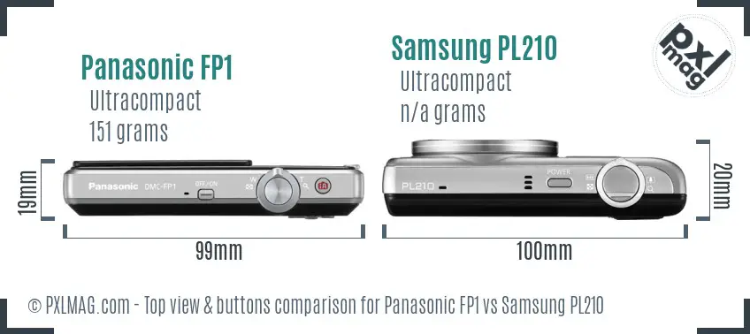 Panasonic FP1 vs Samsung PL210 top view buttons comparison