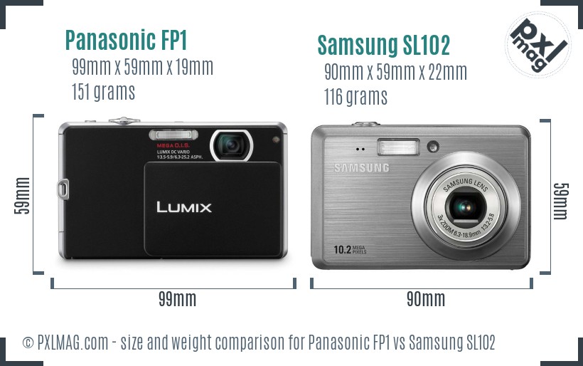 Panasonic FP1 vs Samsung SL102 size comparison Panasonic FP1 vs Samsung SL102 size comparison