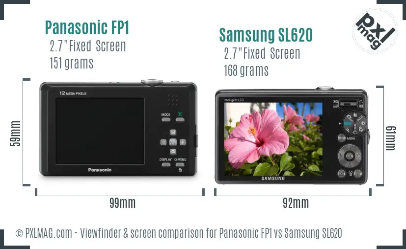 Panasonic FP1 vs Samsung SL620 Screen and Viewfinder comparison Panasonic FP1 vs Samsung SL620 Screen and Viewfinder comparison