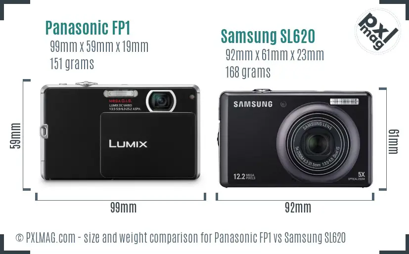 Panasonic FP1 vs Samsung SL620 size comparison Panasonic FP1 vs Samsung SL620 size comparison