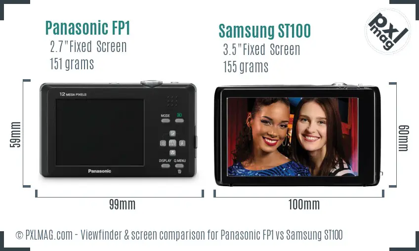 Panasonic FP1 vs Samsung ST100 Screen and Viewfinder comparison