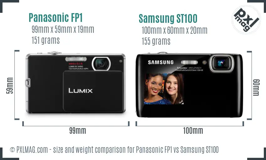 Panasonic FP1 vs Samsung ST100 size comparison