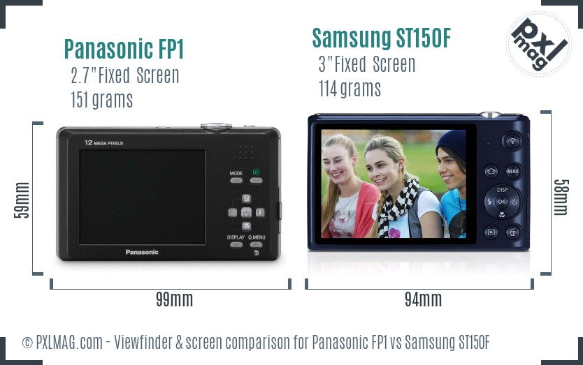 Panasonic FP1 vs Samsung ST150F Screen and Viewfinder comparison