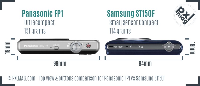 Panasonic FP1 vs Samsung ST150F top view buttons comparison
