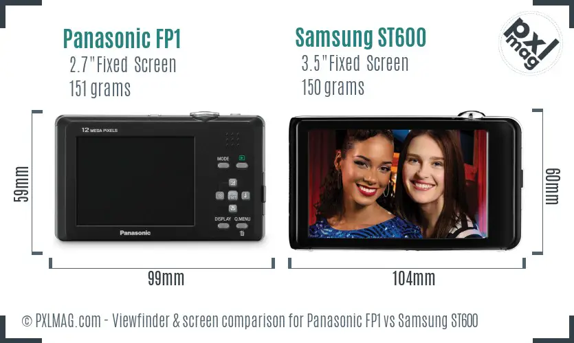 Panasonic FP1 vs Samsung ST600 Screen and Viewfinder comparison