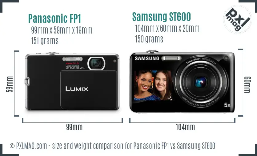 Panasonic FP1 vs Samsung ST600 size comparison