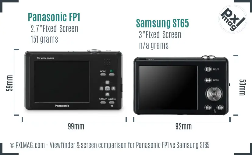 Panasonic FP1 vs Samsung ST65 Screen and Viewfinder comparison