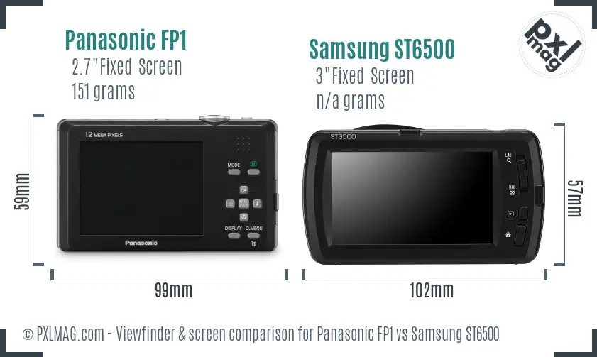 Panasonic FP1 vs Samsung ST6500 Screen and Viewfinder comparison