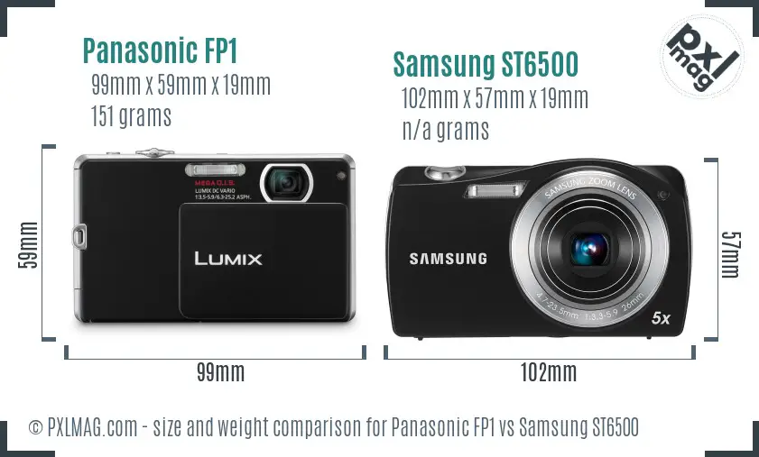 Panasonic FP1 vs Samsung ST6500 size comparison
